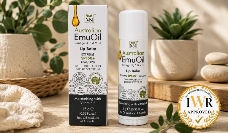 Australian Emu Oil Lip Balm SPF 50+ with IWR Approved Badge
